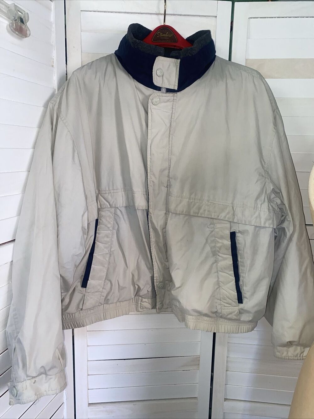 Vintage Members Only Jacket Mariner Quilted Windbreaker Full Zip Khaki X-Large